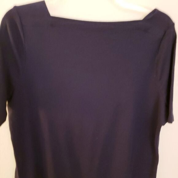 Talbots 100% Cotton Navy Blue Square Neck T Shirt Top Size 2X GUC - Picture 5 of 7